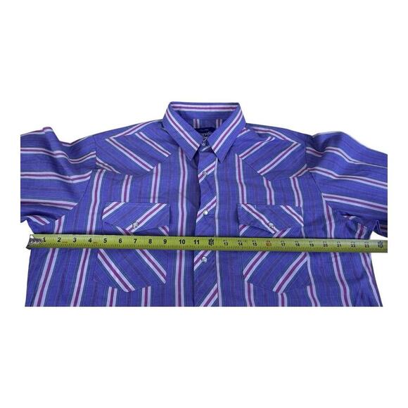 Wrangler Western Shirt Men's Purple Pink Pearl Snap Plaid Button Long Size LT - Picture 10 of 12